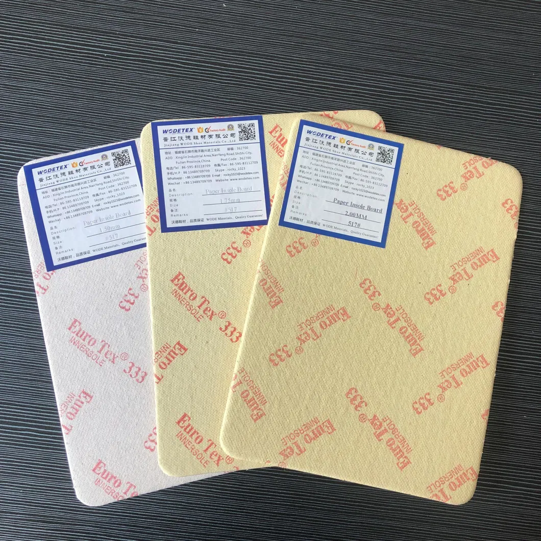 001 Paper Insole Board Cellulose Board 555 Shoe Insole Manufactured in China